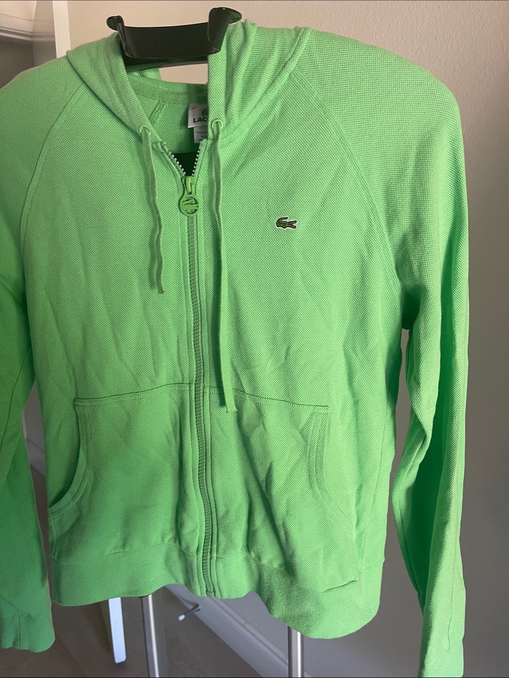 Lacoste Bright Mint Green Hooded Zip Sweatshirt original
